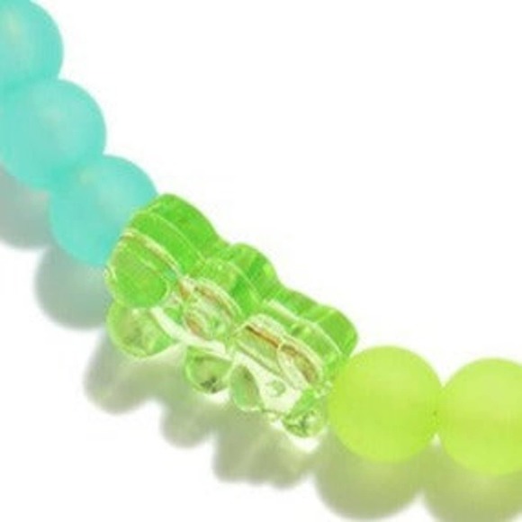 Candy Bear Beaded Bangle Key Ring Keychain Bag Charm Green - Picture 4 of 4